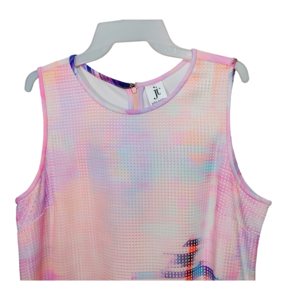 Julia Jordan Pink Abstract Colorful Mesh Shift Pocket Dress Women's Plus Size 14 - Picture 4 of 9